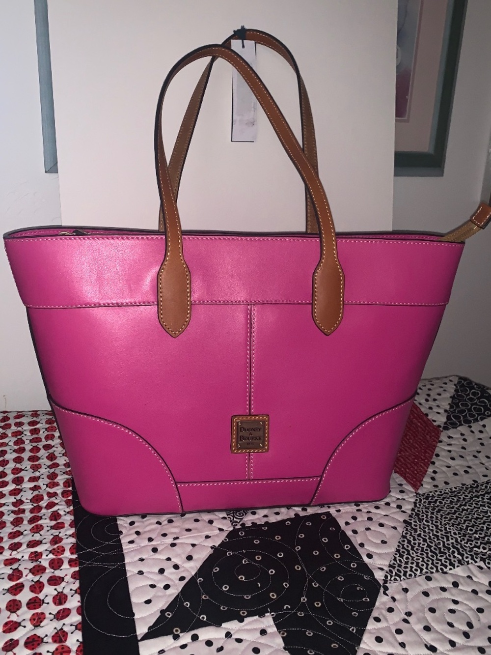 NWT Large Smooth Leather Majenta tote.